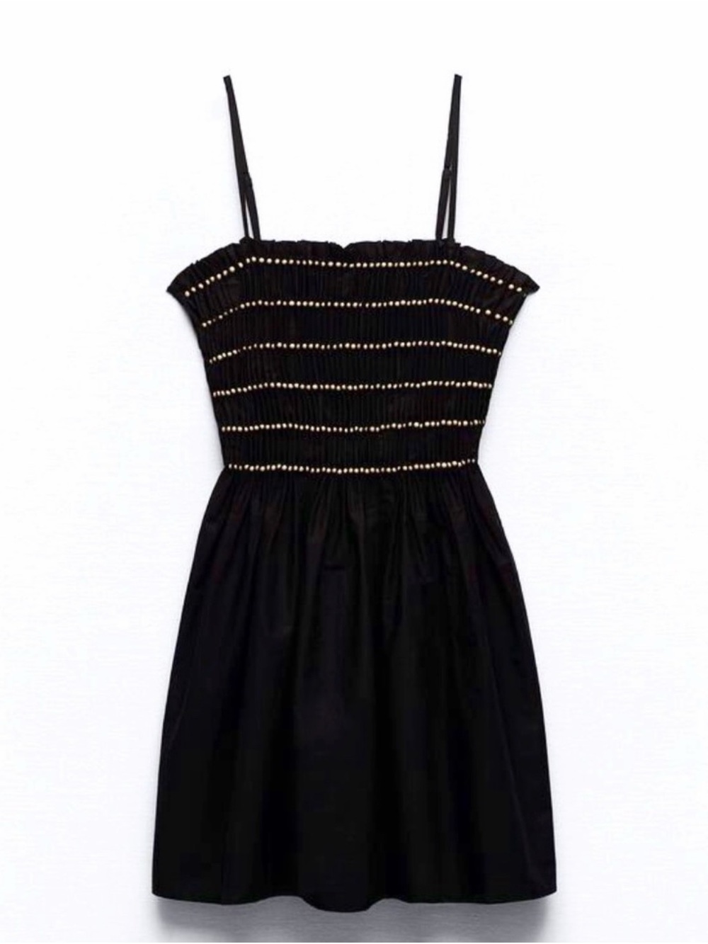 Zara Black Smocked Spaghetti-Strap Mini Dress - Picture 2 of 9